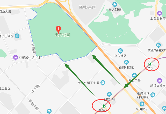 深圳宝安公园地理位置图