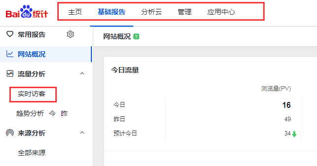 百度统计主界面